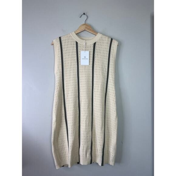 NWT Anine Bing Lanie Mini Dress Women's Ivory and Army Green Stripe Size: Medium - Picture 3 of 11